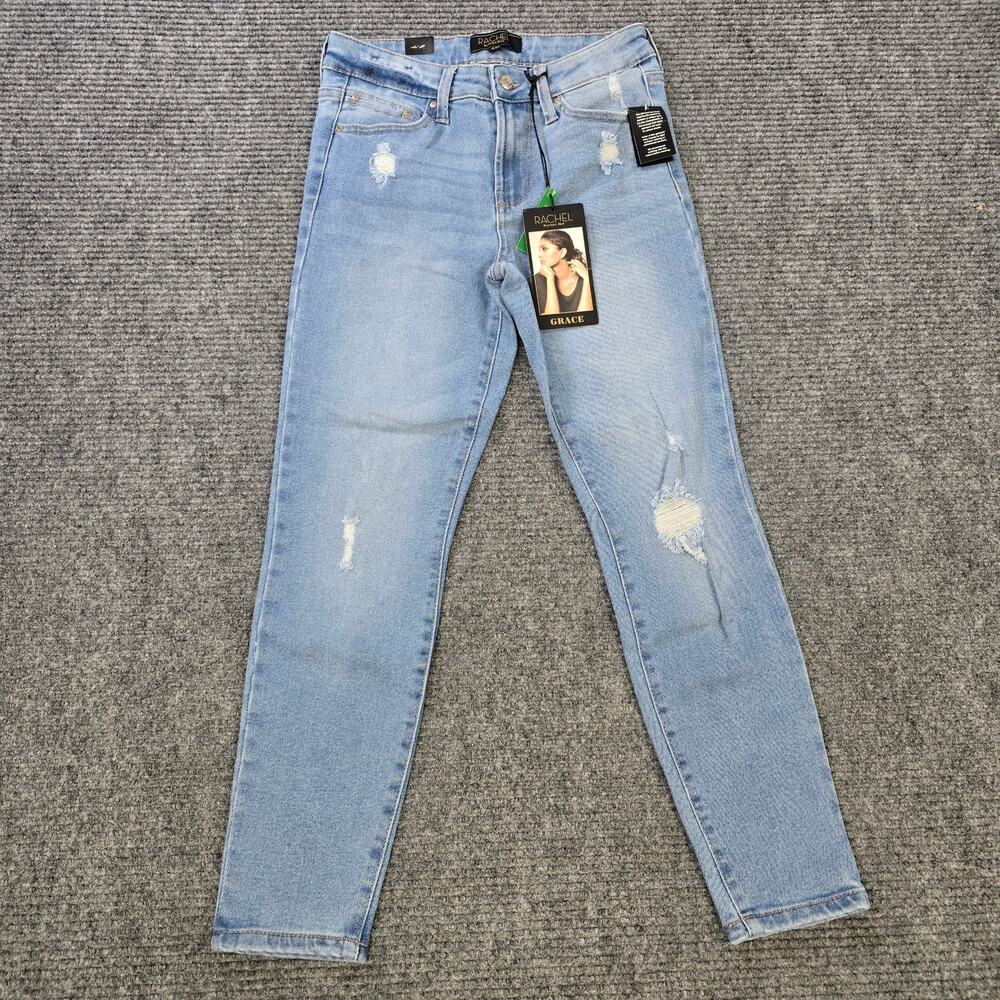 Rachel Roy Jeans Womens 4/27 Blue Mid Rise Ankle Skinny Distressed NWT